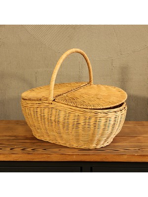 Renesse Home Derne El Yapımı Rattan Piknik Sepeti