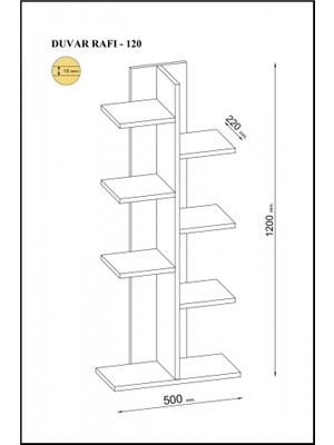 Rafline Long 120 Kitaplık Ceviz