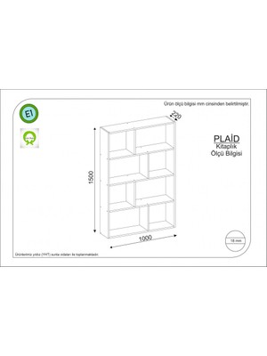 Rafline Plaid Kitaplık Safirmeşe