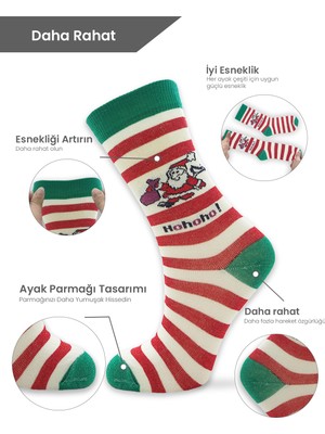 Black Arden Socks 3 Çift Noel Baba Desenli Bayan Çorap