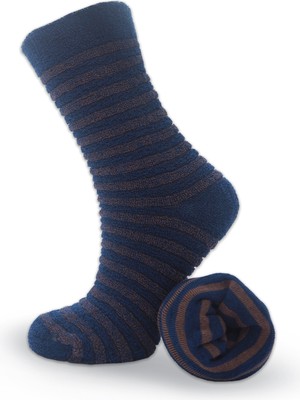 Black Arden Socks Tekli Laciver Kahverengi Şeritli Uzun Havlu Çorap