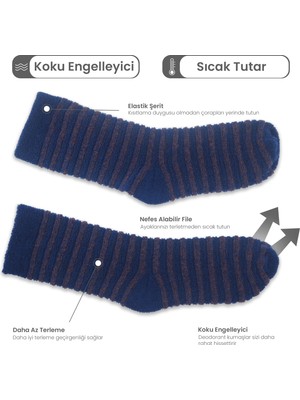 Black Arden Socks Tekli Laciver Kahverengi Şeritli Uzun Havlu Çorap