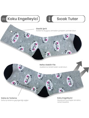 Black Arden Socks 2 Çift Panda  Desen Bayan Soket Çorap