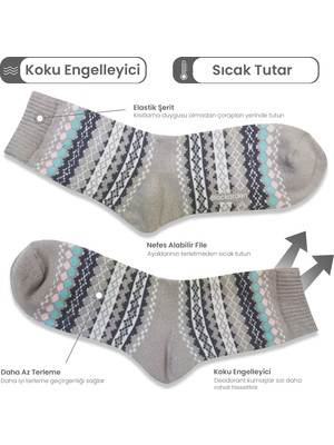 Black Arden Socks 2 Çift Mavi Detaylı Kilim  Desen Bayan Soket Çorap