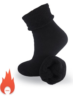 Black Arden Socks Siyah Tek Çift Erkek Termal Havlu  Soket Çorap