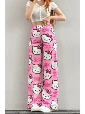 Violon Unisex Pembe Hello Kitty Cat Bol Paça Eşofman Altı