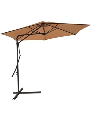Sadece Nette Polyester 3 Metre Ampül Bahçe Şemsiyesi, Balkon Şemsiyesi Kahverengi