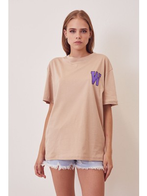 Ilısana Kadın W Baskılı T-Shirt-Bej