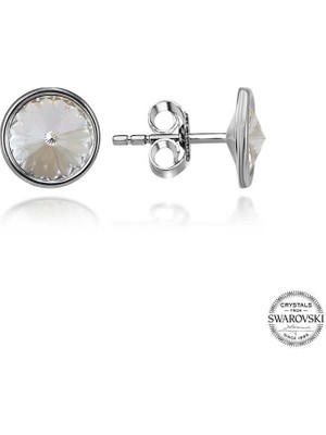 925 Gümüş Swarovski Crystal Taşlı Gümüş Çivili Kadın Küpe