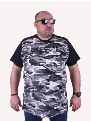 Moc Grande Mocgrande Büyük Beden Shoulder Line Camouflage Erkek Tişört 23147 Fume