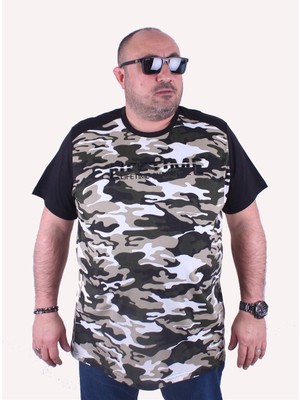 Moc Grande Mocgrande Büyük Beden Shoulder Line Camouflage Erkek Tişört 23147 Hakı