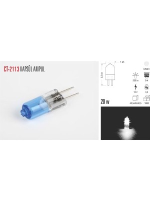 Cata CT-2113 20 Watt 12 Volt Halojen G4 Ampul Beyaz