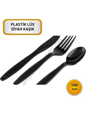 Gizpak Plastik Siyah Lüx  Kaşık  100 Adet