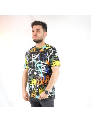 Jizyway Grafity Karma Renk Oversize Siyah T-Shirt