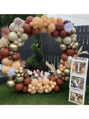 Best Parti Krom Gold Yanık Turuncu Sütlü Kahve ve Deniz Kumu Balon Seti 50 Adet
