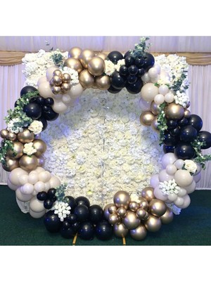 Best Parti Gece Mavisi ve Beyaz Krom Gold Balon Seti 50 Adet