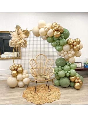 Best Parti Kış Yeşili Deniz Kumu Krom Gold Balon Seti 50 Adet