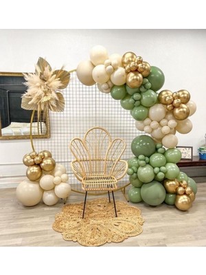 Best Parti Deniz Kumu Retro Okaliptus Krom Gold Balon Seti 50 Adet