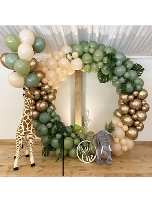 Best Parti Krom Gold Kış Yeşili Sütlü Kahve Okaliptus Balon Seti 50 Adet