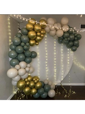 Rönesans Parti Krom Gold Adaçayı ve Deniz Kumu Balon Seti 50 Adet