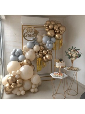 Rönesans Parti Fırtına Mavisi Gold Krom Sütlü Kahve Balon Seti 50 Adet