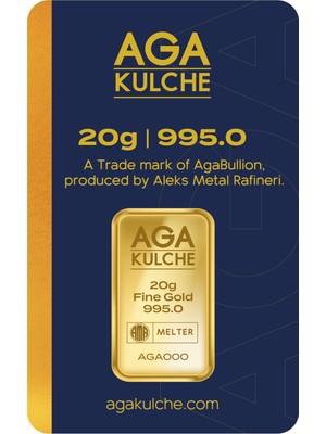 AgaKulche 20 Gram 24 Ayar Külçe Altın