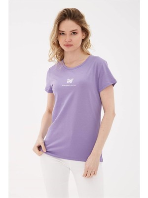 Fashion Friends Baskılı T-Shirt Lila / Lilac