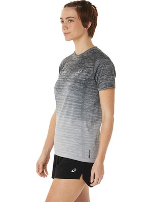 Asics SEAMLESS SS TOP W Gri Siyah Kısa Kollu Tshirt-2012C385-020