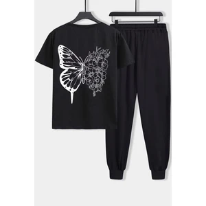 Unisex Drawing Butterflies Baskılı 2'li Eşofman Takımı