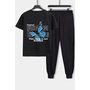 Unisex Kelebek Baskılı 2'li Eşofman Takımı