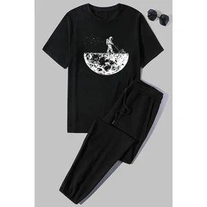Unisex Uzay Temalı Baskılı 2'li Eşofman Takımı