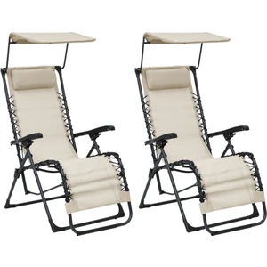 2'li Katlanır Gölgelikli Şezlong, Katlanır Koltuk, Bahçe&plaj Şezlong