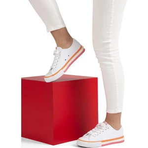 Benetton® | BN-90176 - 3374 Beyaz Turuncu - Kadın Spor Ayakkabı