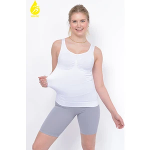 Sauna Suit Bel Göğüs Göbek 2 Beden Ince Görünüm Dikişsiz Ipeksi Toparlayıcı Örme Beyaz Kadın Atlet Korse