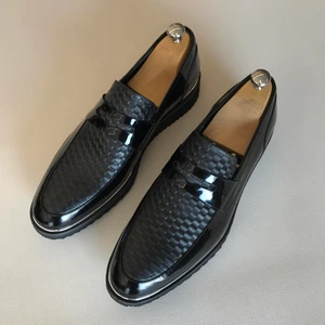 Terzi Adem İtalyan stil iç dış naturel deri rugan erkek ayakkabı siyah T9144