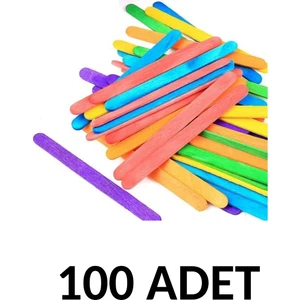 Puti 100 Adet Ahşap Renkli  Dar Dil Çubuğu  Abeslang   Çubuğu Dar