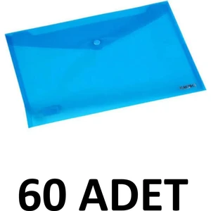 Şeffaf A4 Çıtçıtlı Dosya Zarf Dosya 60 Adet Mavi