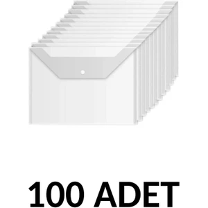 Şeffaf A4 Çıtçıtlı Dosya Zarf Dosya 100 Adet