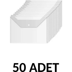 Şeffaf A4 Çıtçıtlı Dosya Zarf Dosya 50 Adet