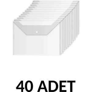 Şeffaf A4 Çıtçıtlı Dosya Zarf Dosya 40 Adet