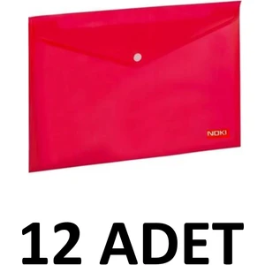 Şeffaf A4 Çıtçıtlı Dosya Zarf Dosya 12 Adet Kırmızı