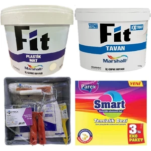 Fit Plastik Mat Duvar Boyası 3.5 Kg ve Marshall Fit Extra Tavan Boyası 3.5 Kg ve Duvar Boyama Seti