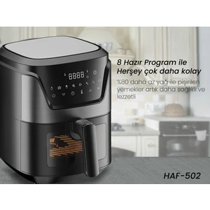 HAF-502 Digital Air Fryer 6 Litre (Hiking Türkiye Garantili)