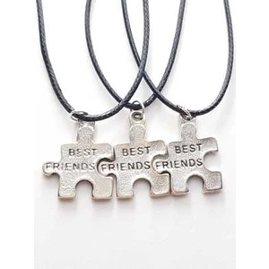 Tuna Takı & Aksesuar Antik Gümüş Kaplama Puzzle 3'lü Best Friends Bff Arkadaşlık Kolyesi Çocuk Kolye