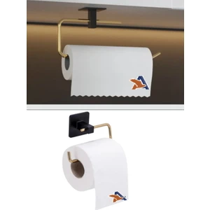 2 Li Gold Mutfak Banyo Kağıt Havlu Askı Tutacağı Paslanmaz Yapışkanlı Askılık