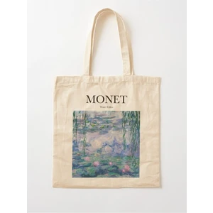 Monet - Zambaklar Baskılı Ham Bez