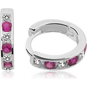 925 Gümüş Gümüş Pembe Halka Çocuk Küpesi