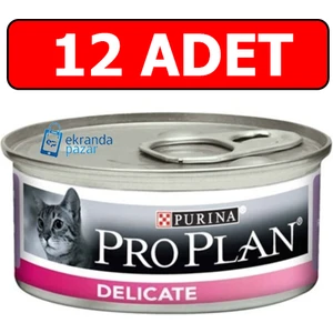 Pro Plan Proplan Delicate Hindi Etli Kedi Konservesi Hassas Kedi Yaş Maması 85 gr 12 Adet