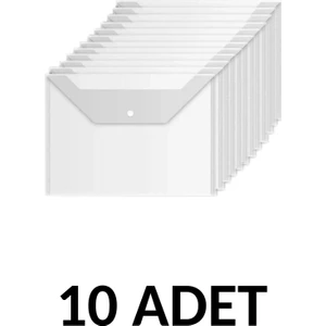 10 Adet  Şeffaf A4 Çıtçıtlı Dosya  Zarf Dosya