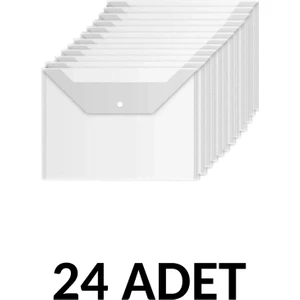 24  Adet  Şeffaf A4 Çıtçıtlı Dosya  Zarf Dosya